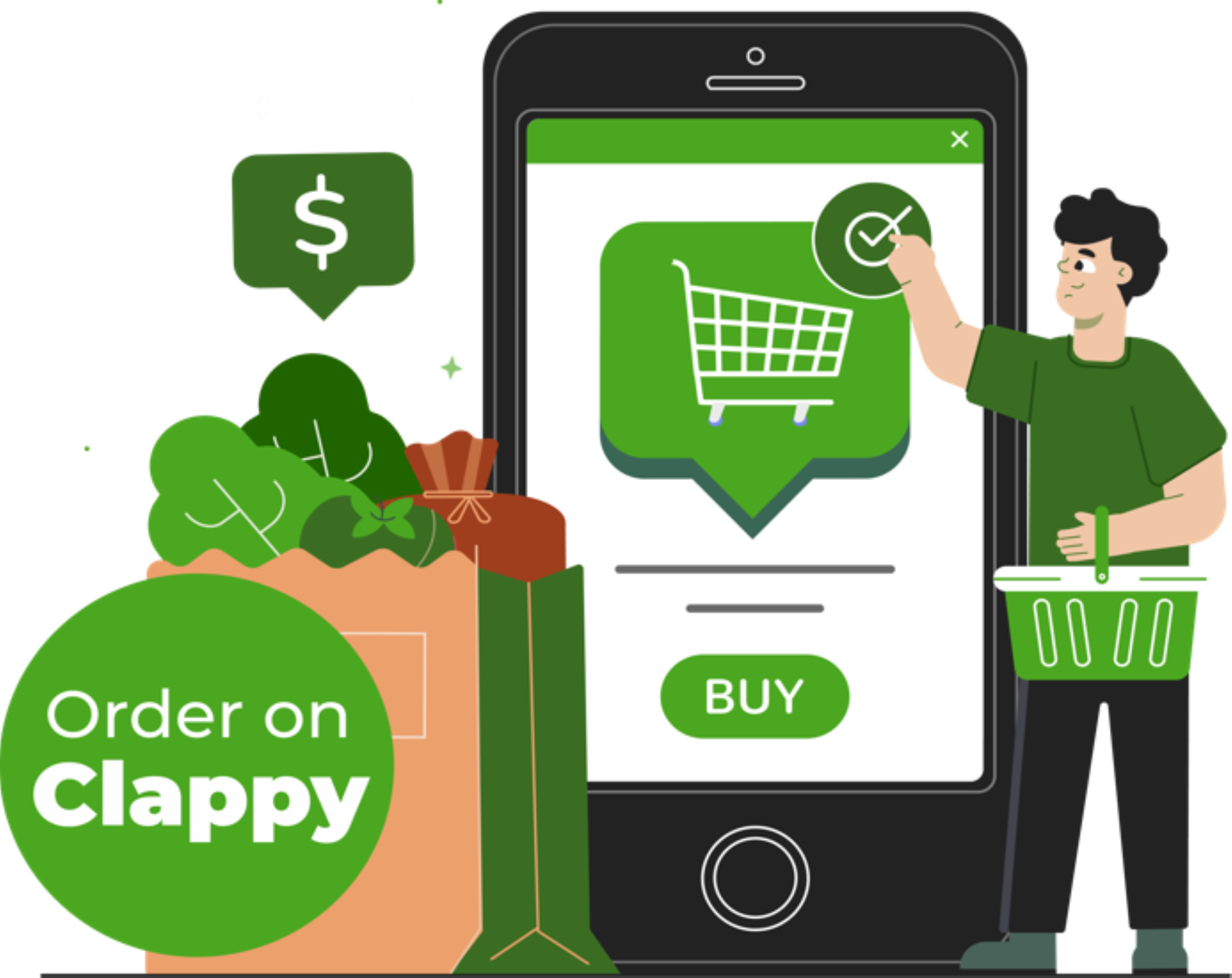 Clappy mobile ordering experience illustration